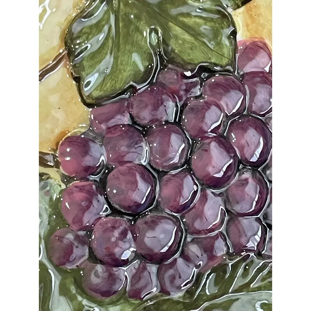 Susan Winget Embossed Red Grape Oval Plate